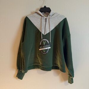 WEAR by Erin Andrews Milwaukee Bucks Pieced Quarter-Zip Hoodie Jacket Size Large